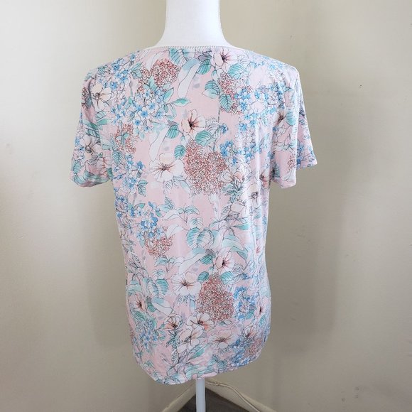 Tommy Hilfiger Tropical Floral Print Short Sleeve T-Shirt Size Medium - Picture 5 of 10